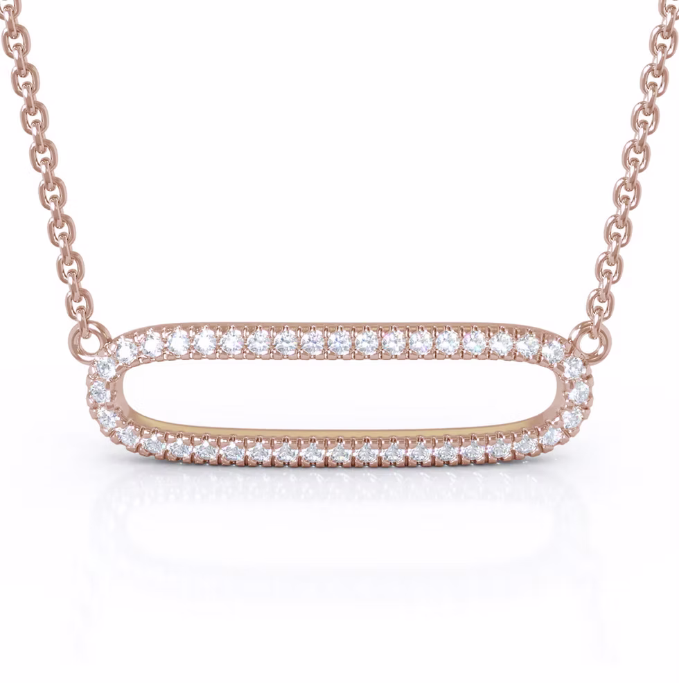 14K Gold Diamond Paper Clip Link Necklace